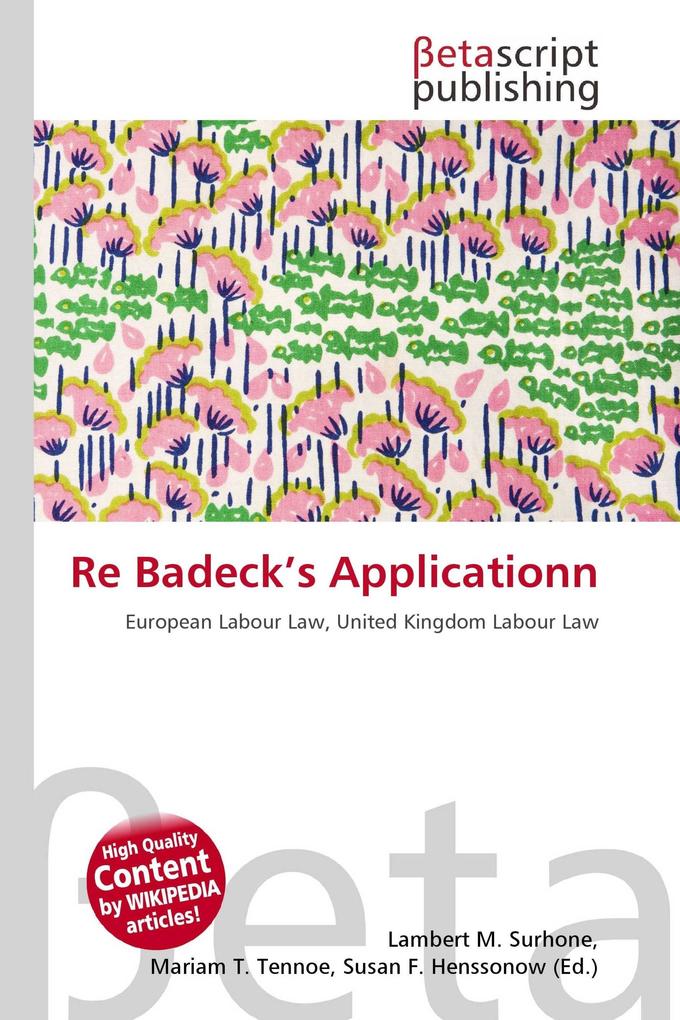Re Badeck's Applicationn