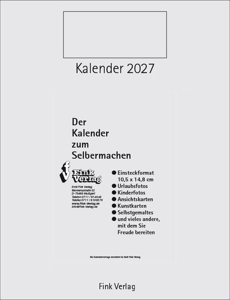Kalender zum Selbermachen 2027