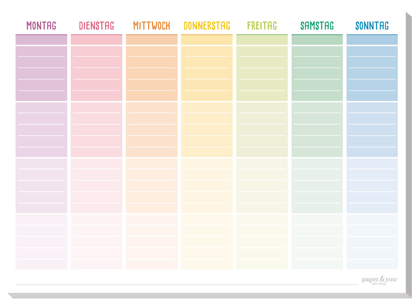 paper&you Tisch-Block Wochenplan Pure A4