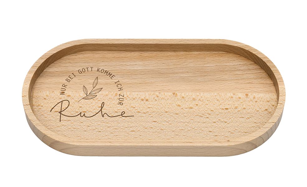 Holztablett Nur bei Gott komme ich zur Ruhe
