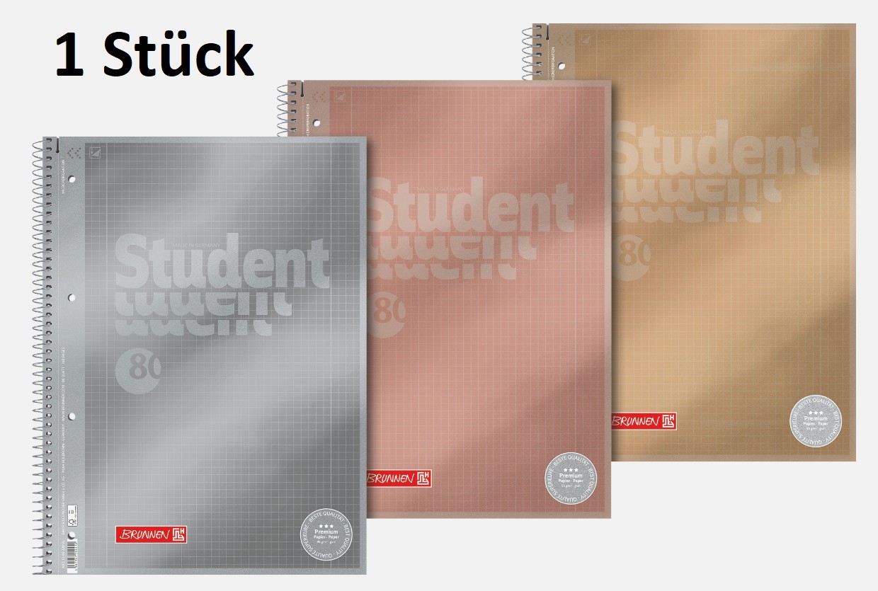 Brunnen Collegeblock Premium Student A4 Metallic Lineatur 27 farblich sortiert 1 Stück