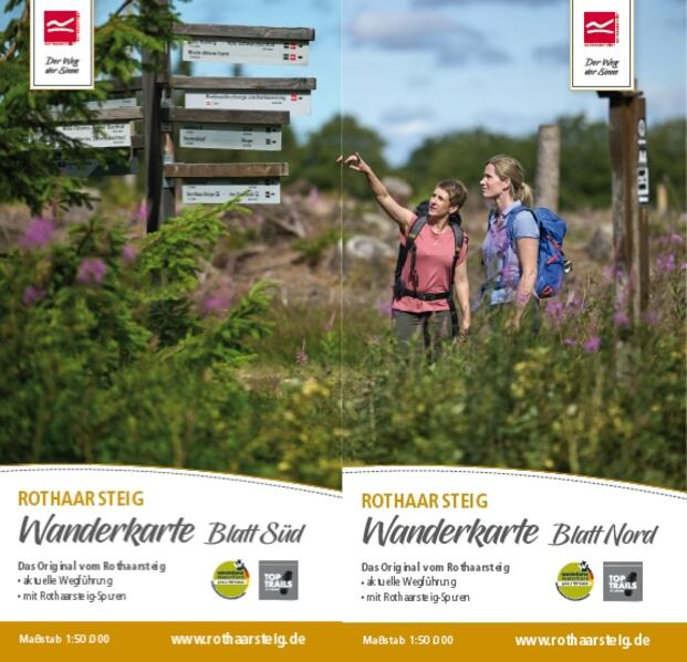 Wanderkarte Rothaarsteig Süd / Nord. 1 : 50 000