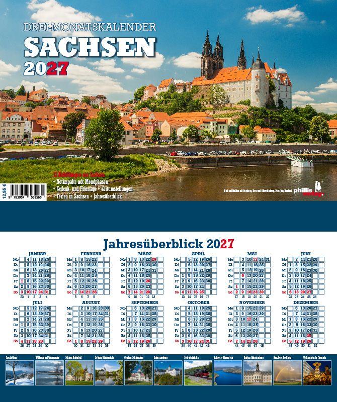 3-Monatskalender Sachsen 2027