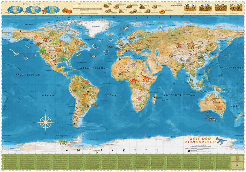COLUMBUS Kinderweltkarte Welt der Dinosaurier