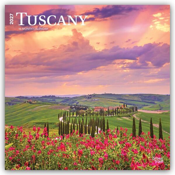 Tuscany 2027 12 X 24 Inch (Hanging) Monthly Square Wall Calendar Plastic-Free