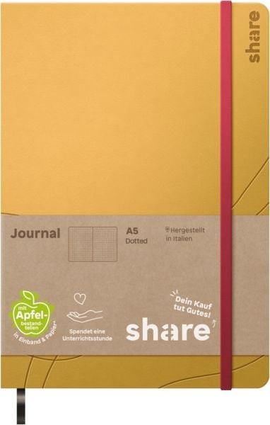 share Notizbuch A5 punktkariert gelb