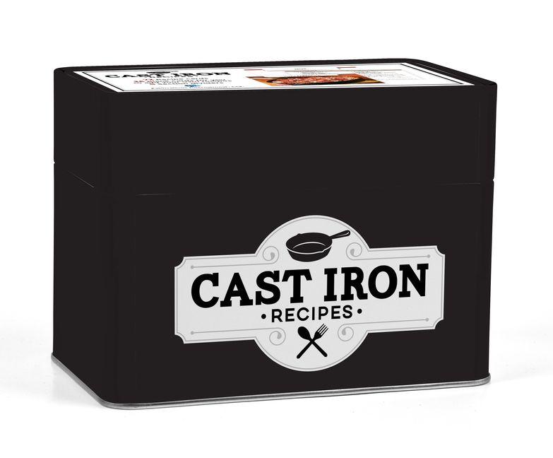 Cast Iron Recipe Card Collection Tin: 72 Recipe Cards + 28 Blank Cards to Write Your Own Recipes + 5 Tabbed Sections