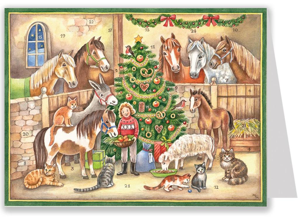 Postkarten-Adventskalender 'Im Stall'