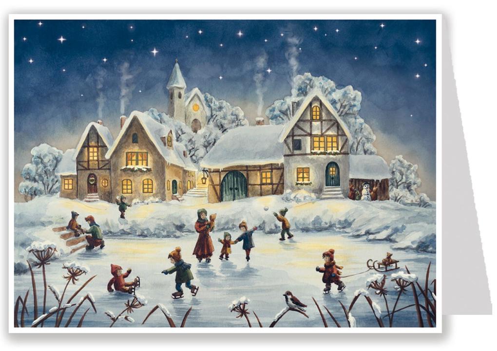 Postkarten-Adventskalender 'Eislauffreuden'