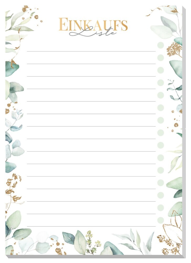 paper&you Block A6 Einkaufsliste [Blattgold] EM