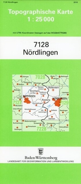 Topographische Karte Baden-Württemberg Nördlingen