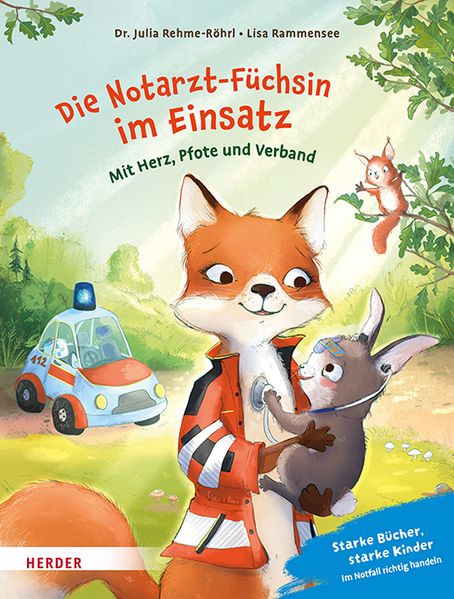 Die Notarzt-Füchsin im Einsatz. Mit Herz Pfote und Verband