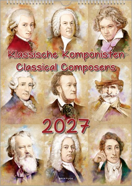 Komponisten-Kalender ein Musik-Kalender 2027 DIN A4