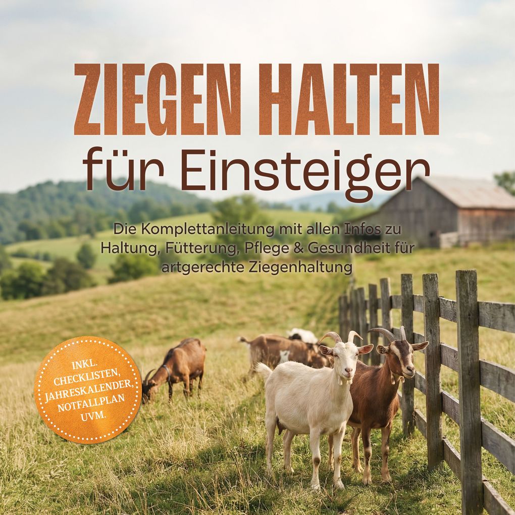 Ziegen halten für Einsteiger: Die Komplettanleitung mit allen Infos zu Haltung Fütterung Pflege & Gesundheit für artgerechte Ziegenhaltung inkl. Checklisten Jahreskalender Notfallplan uvm.