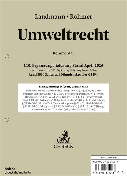 Umweltrecht 110. Ergänzungslieferung
