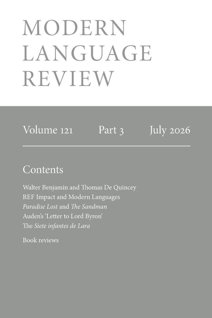 Modern Language Review (121.3) July 2026