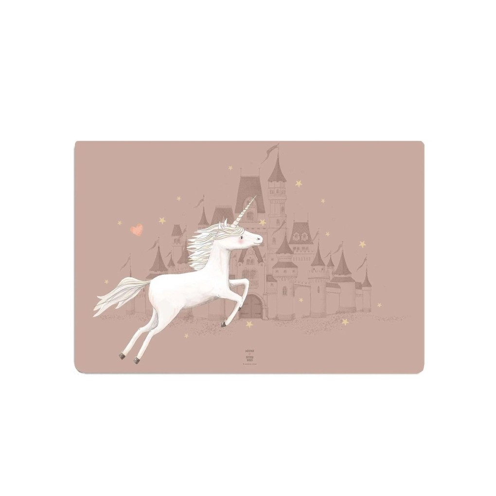 Scriptum Schreibtischunterlage für Kinder Schloss mit Einhorn altrosa - 60 x 40 cm aus premium Vinyl