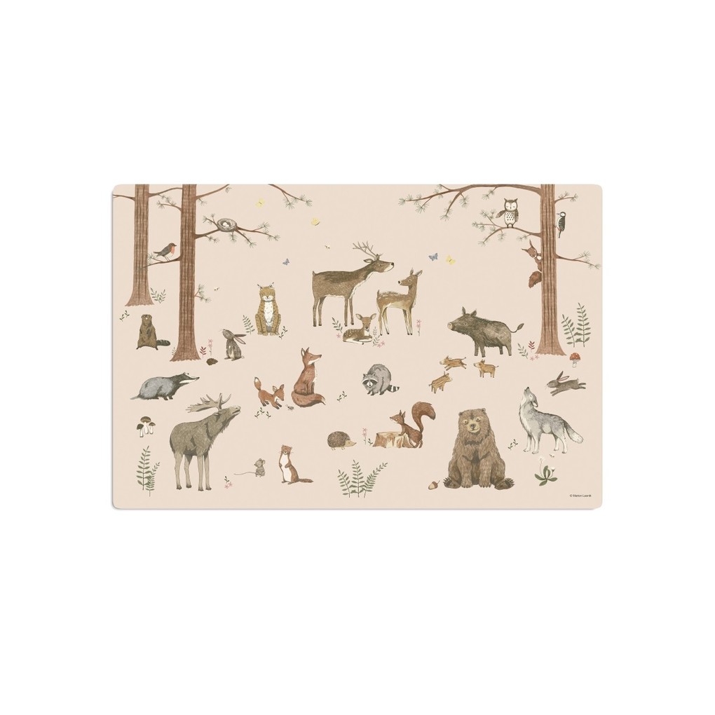 Scriptum Schreibtischunterlage für Kinder Waldtiere Woodland rose - 60 x 40 cm aus premium Vinyl