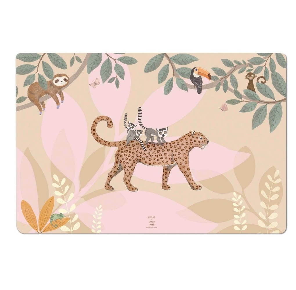 Scriptum Schreibtischunterlage für Kinder Jungle Tiere rosa - 60 x 40 cm - aus premium Vinyl
