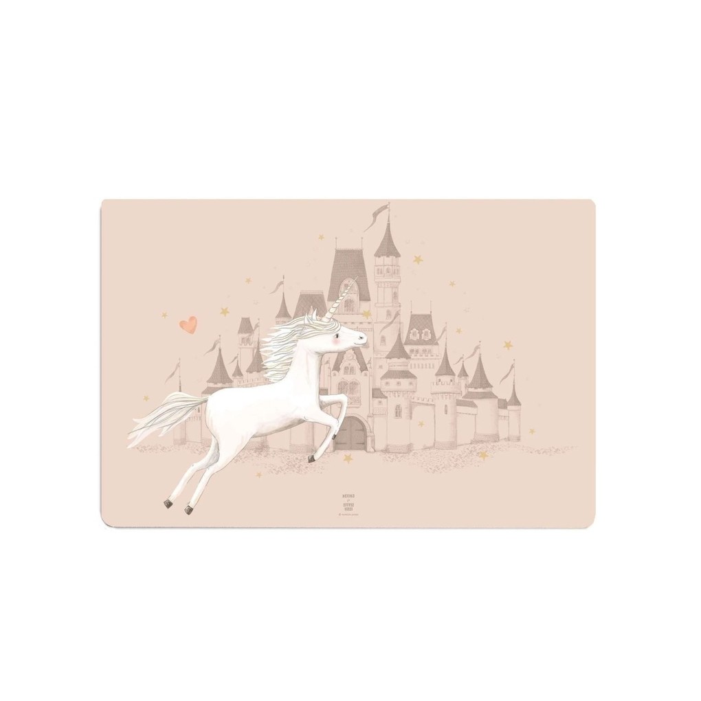 Scriptum Schreibtischunterlage für Kinder Schloss mit Einhorn rosa - 60 x 40 cm aus premium Vinyl