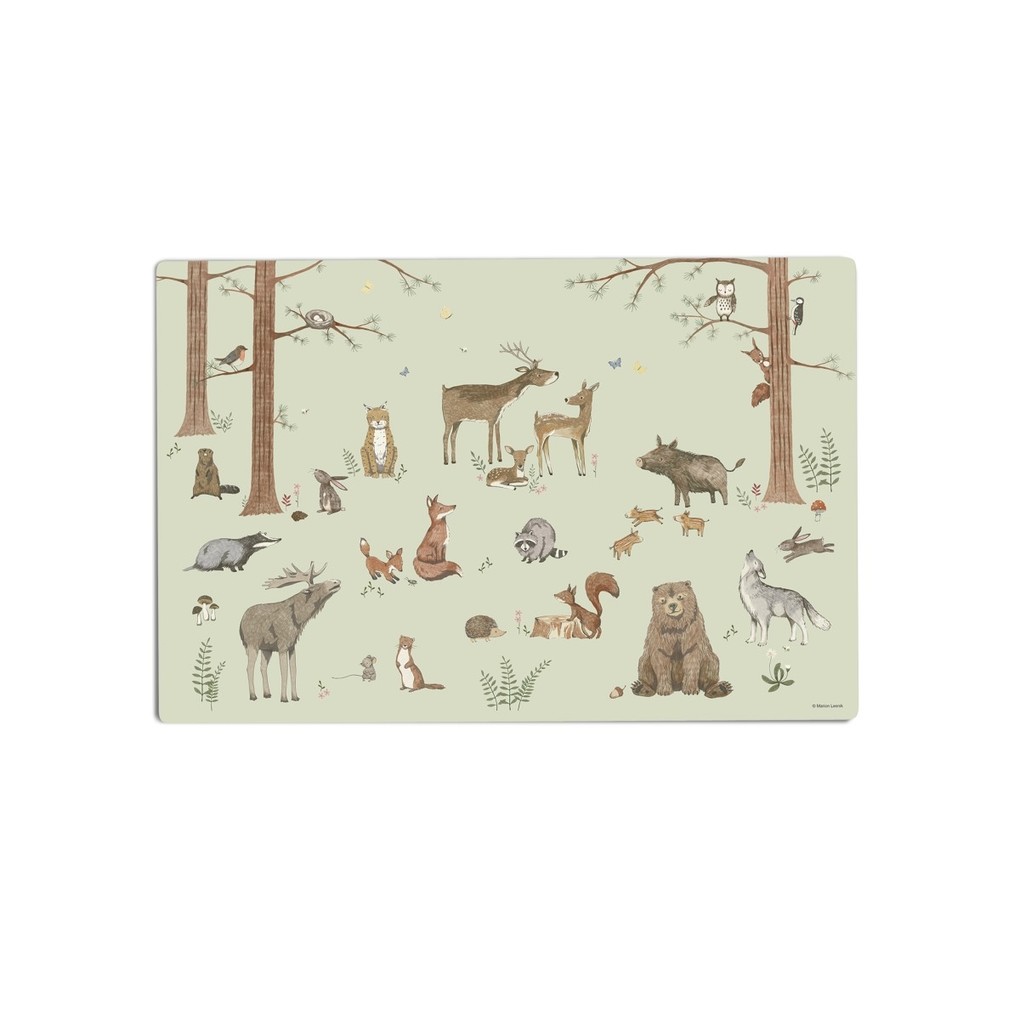 Scriptum Schreibtischunterlage für Kinder Waldtiere Woodland grün - 60 x 40 cm aus premium Vinyl