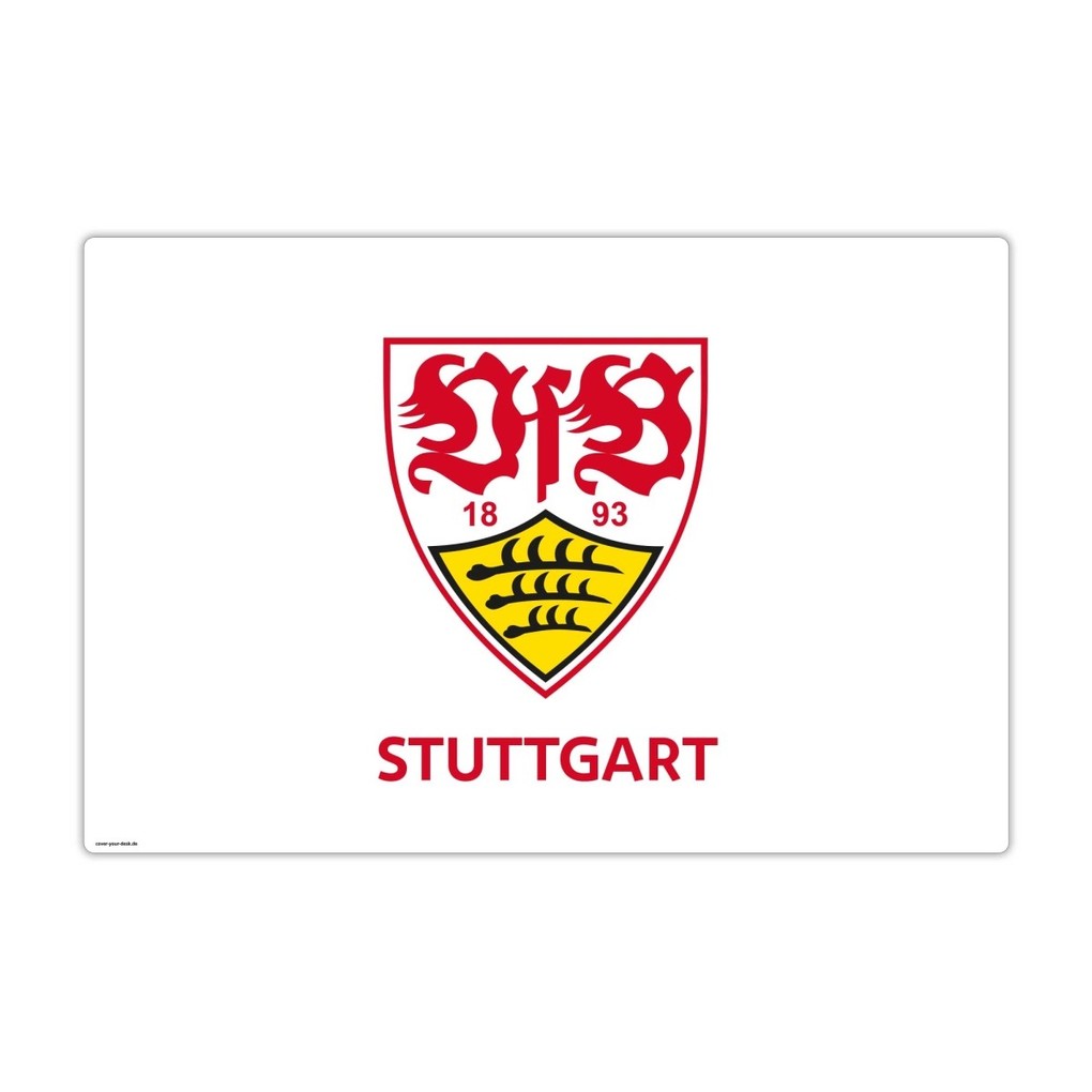 Cover-your-desk Schreibtischunterlage für Kinder und Erwachsene VfB Stuttgart Logo weiß - 60 x 40 cm aus premium Vinyl