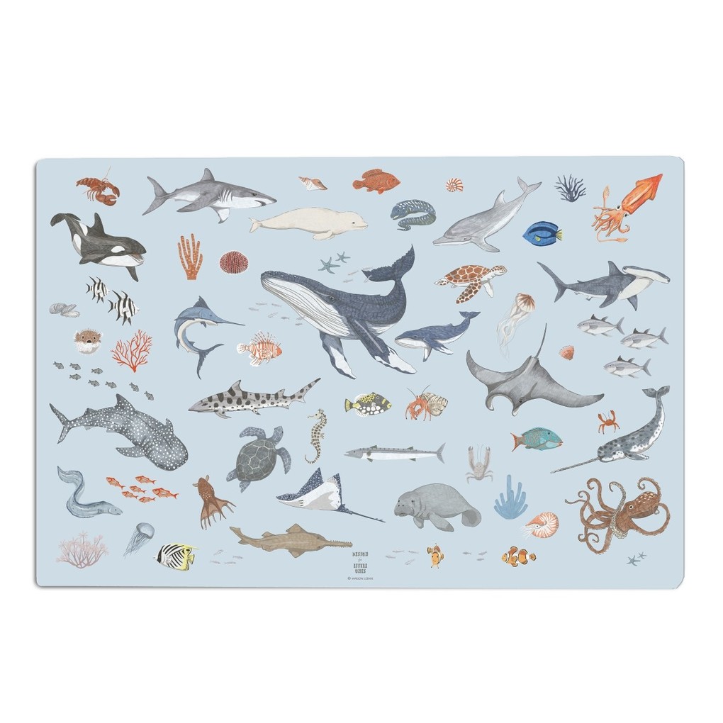 Scriptum Schreibtischunterlage für Kinder Meerestiere - 60 x 40 cm - aus premium Vinyl