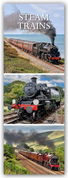 Steam Trains - Dampflokomotiven - Slimline-Kalender 2027