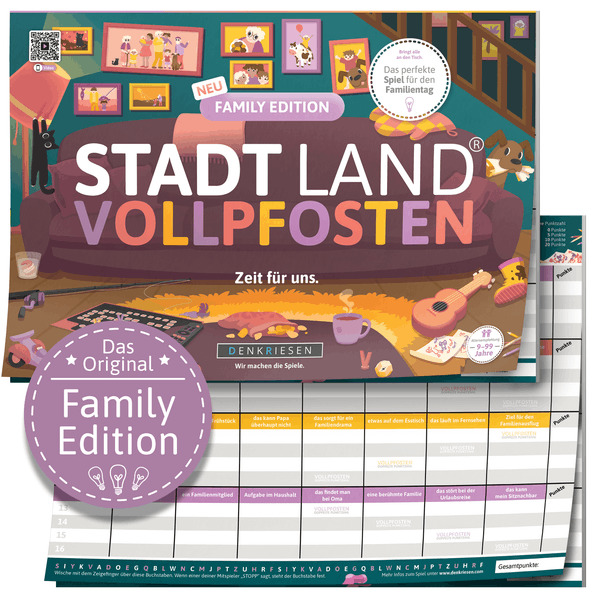 DENKRIESEN - STADT LAND VOLLPFOSTEN® Family Edition - 'Zeit für uns.' | A4 Spielblock