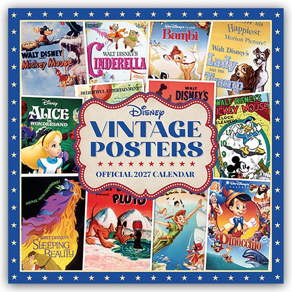 Disney Vintage Posters - Disney Filmplakate - Offizieller Kalender 2027 - Wandkalender