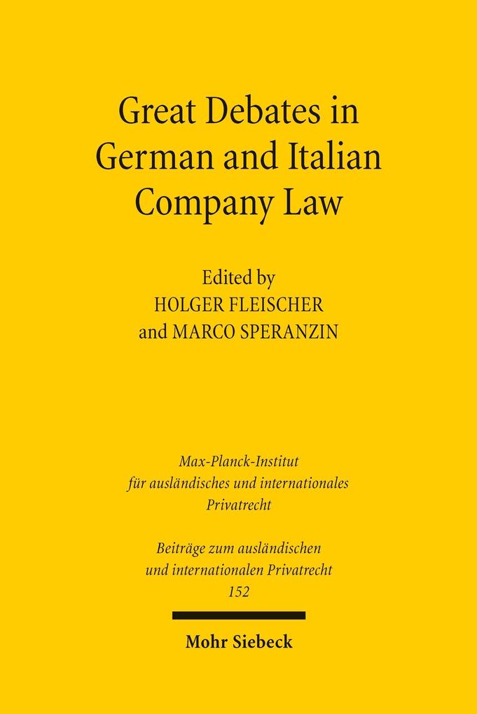 Great Debates in German and Italian Company Law
