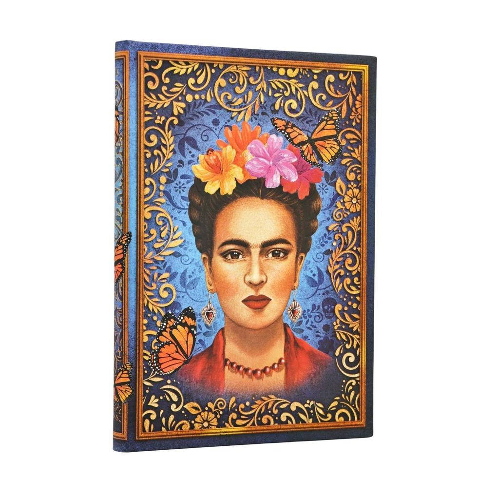 The Colourful Portrait (Viva Frida) Midi Unlined Hardcover Journal (Elastic Band Closure)