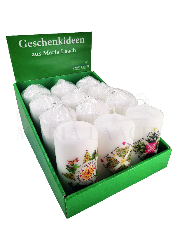 Verkaufsdisplay mit 4 x 3 Kerzen je 4 x 871639 871640 871641