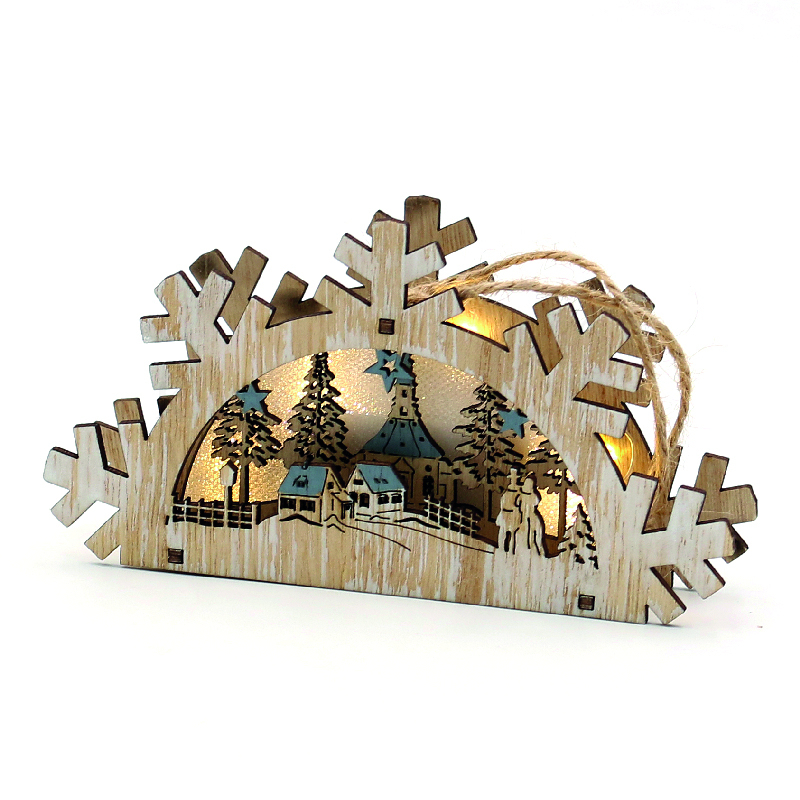 Holz Deko Szene Wald-Stadt-Motiv 1' mit LED-Beleuchtung