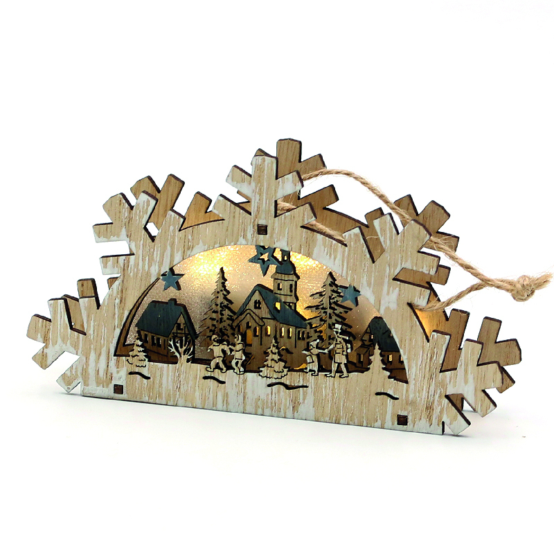 Holz Deko Szene Wald-Stadt-Motiv 2' mit LED-Beleuchtung