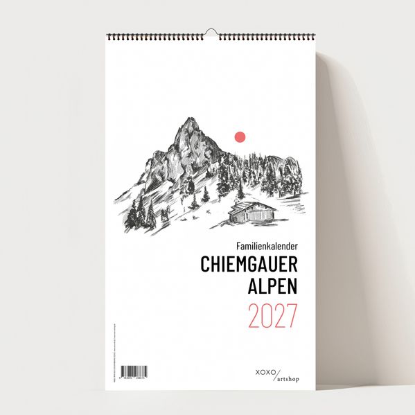 Chiemgauer Alpen Design Wandkalender 2027 5 Spalten Monatskalender 42x25 200 g