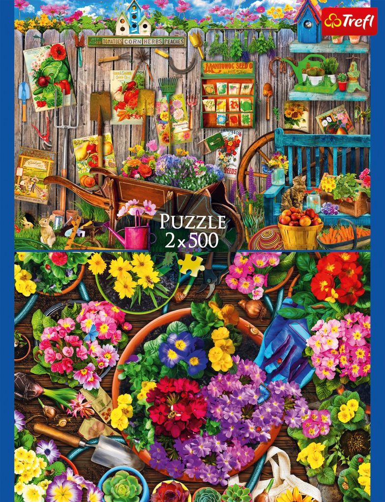 Puzzle 2 x 500 - Garten / Blumen
