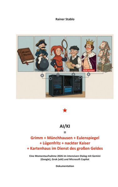 AI/KI = Grimm + Münchhausen + Eulenspiegel + Lügenfritz + nackter Kaiser + Kartenhaus im Dienst des großen Geldes