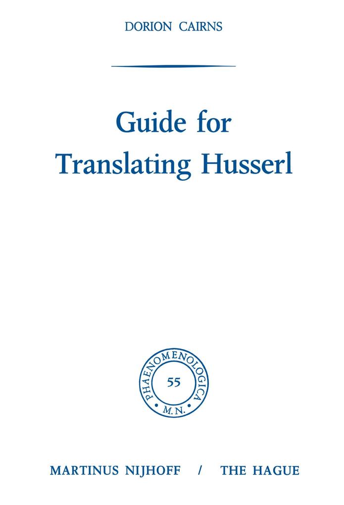Guide for Translating Husserl - Dorion Cairns