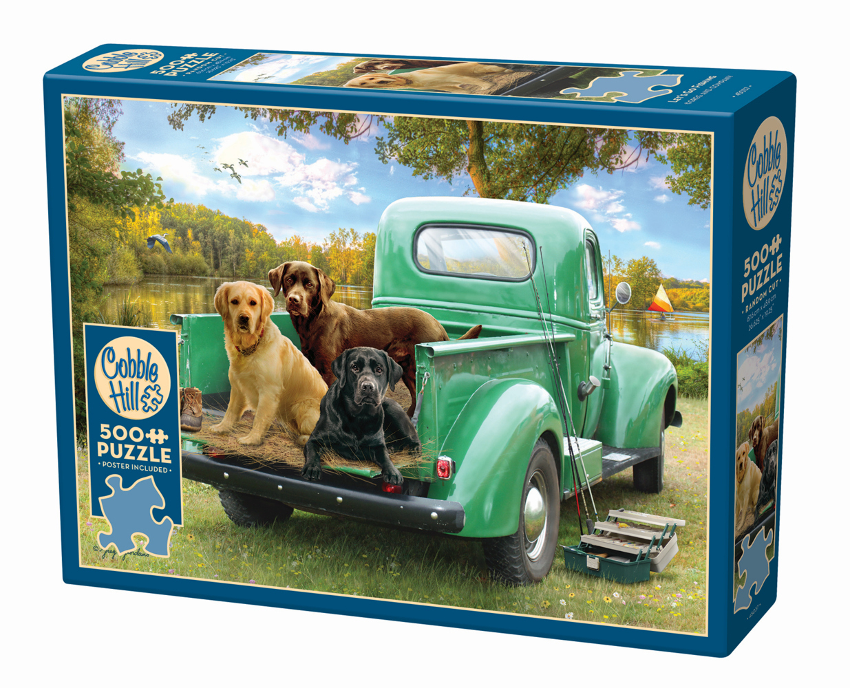 Grüner Pick-Up mit Labradoren 500 Teile