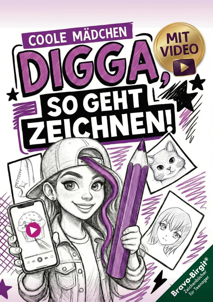 Digga so geht Zeichnen lernen | Zeichenbuch für Teenager-Mädchen ab 12 Jahren