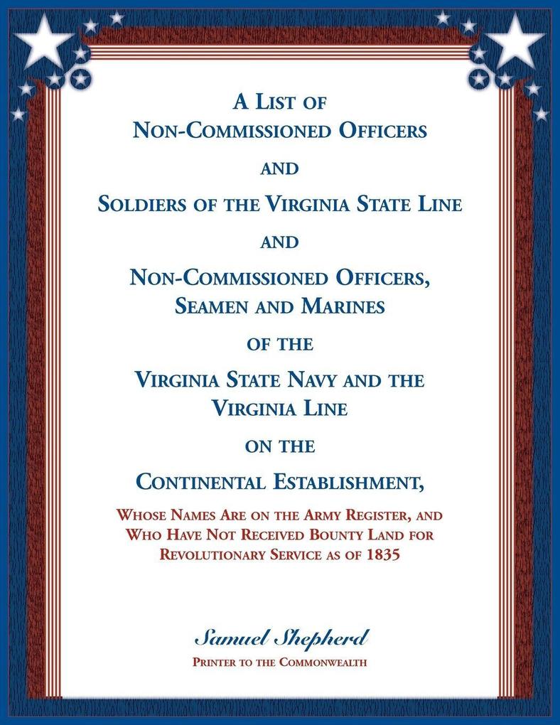 A List of Non-Commissioned Officers and Soldiers of the Virginia State Line
