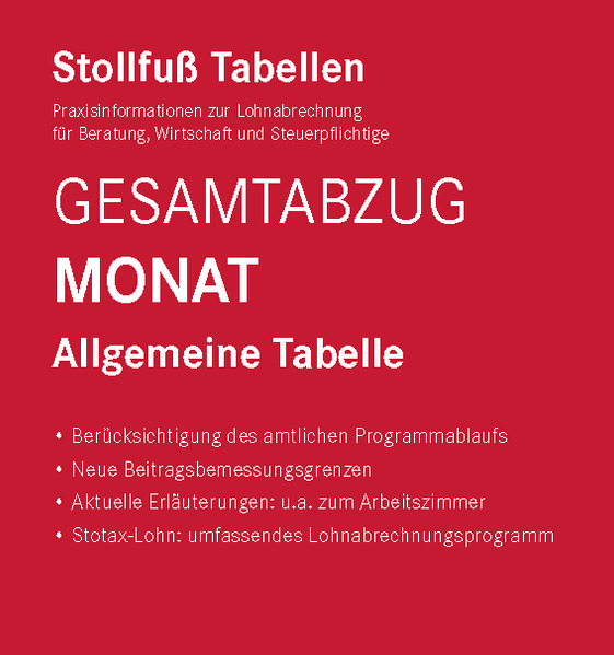 Tabelle Gesamtabzug 2026 Monat Sonderausgabe Juli
