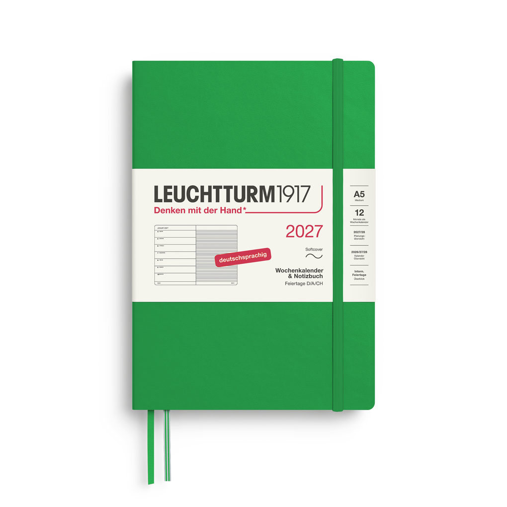 Wochenkalender und Notizbuch Medium (A5) 2027 Softcover Spring Leaf Deutsch