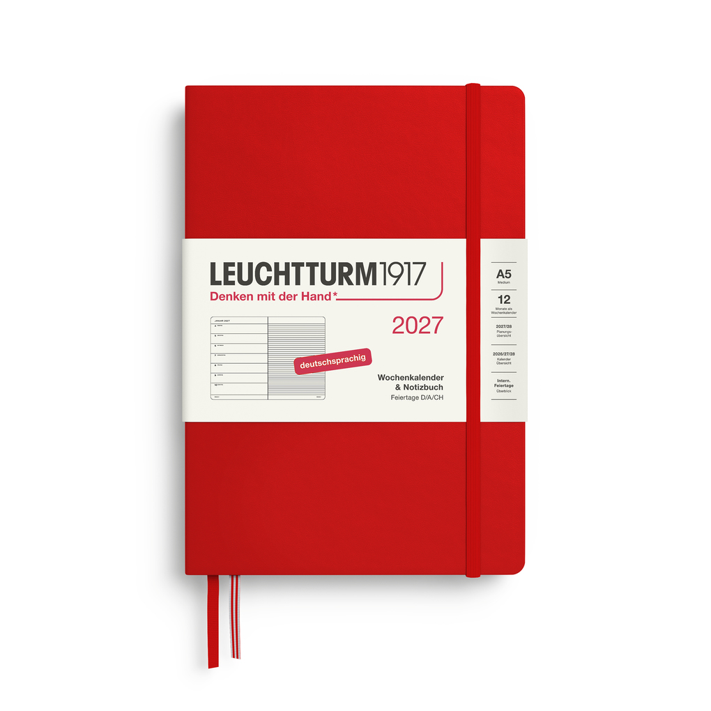 Wochenkalender und Notizbuch Medium (A5) 2027 Cherry Deutsch