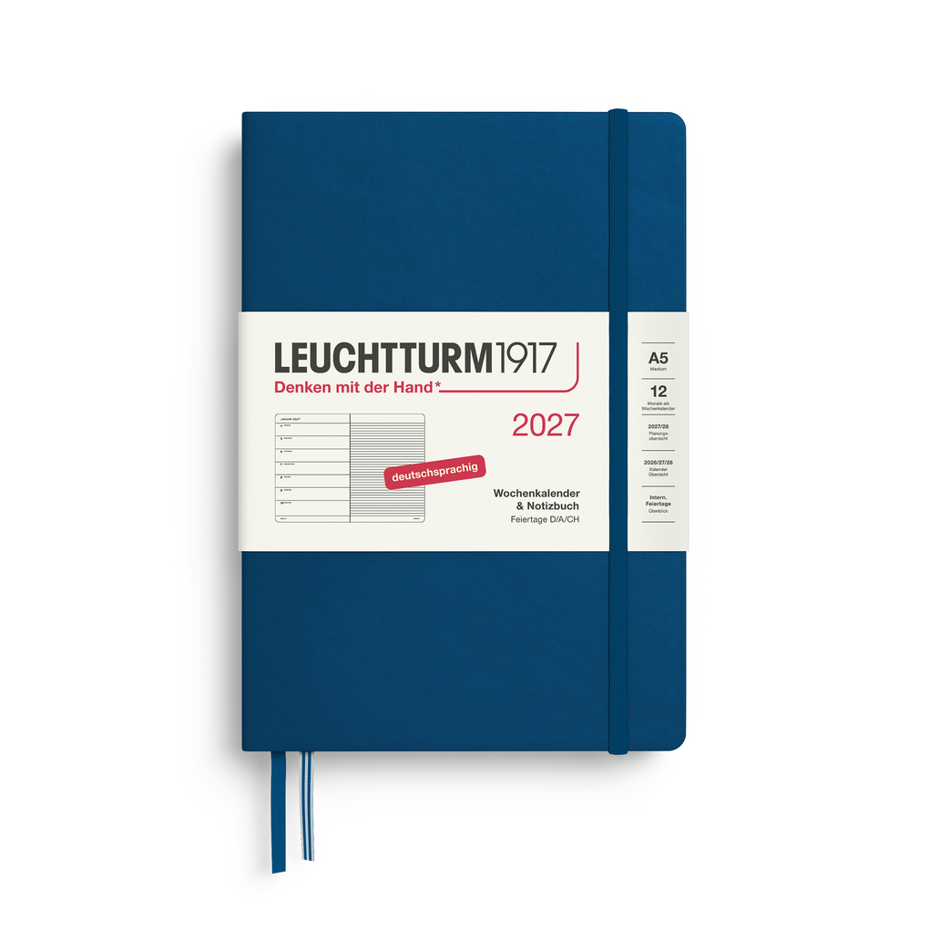 Wochenkalender und Notizbuch Medium (A5) 2027 Indigo Deutsch