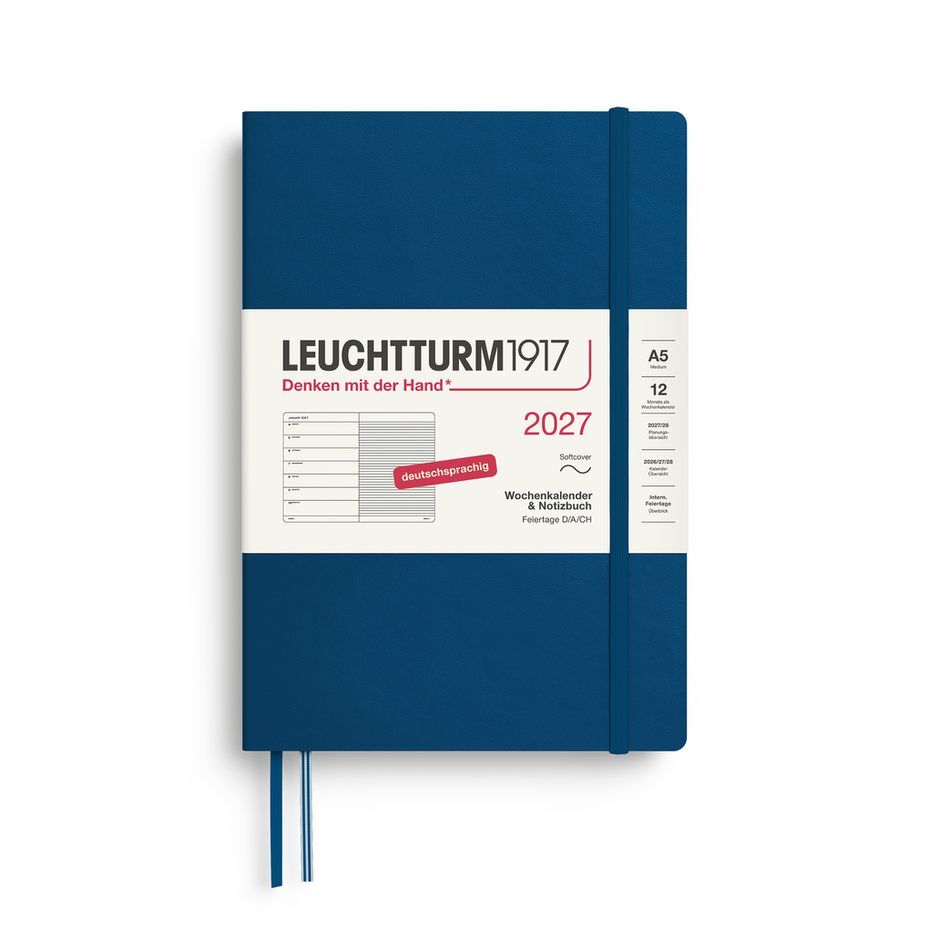 Wochenkalender und Notizbuch Medium (A5) 2027 Softcover Indigo Deutsch