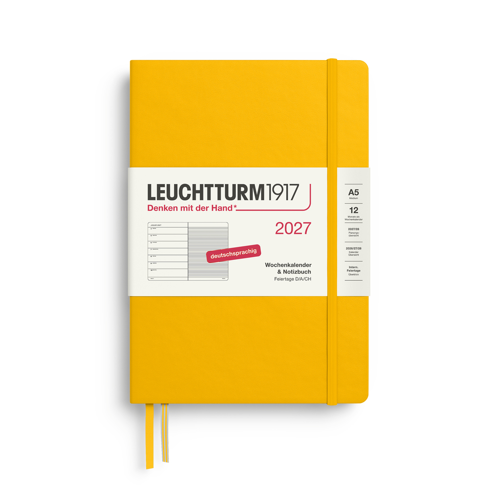 Wochenkalender und Notizbuch Medium (A5) 2027 Sunflower Deutsch