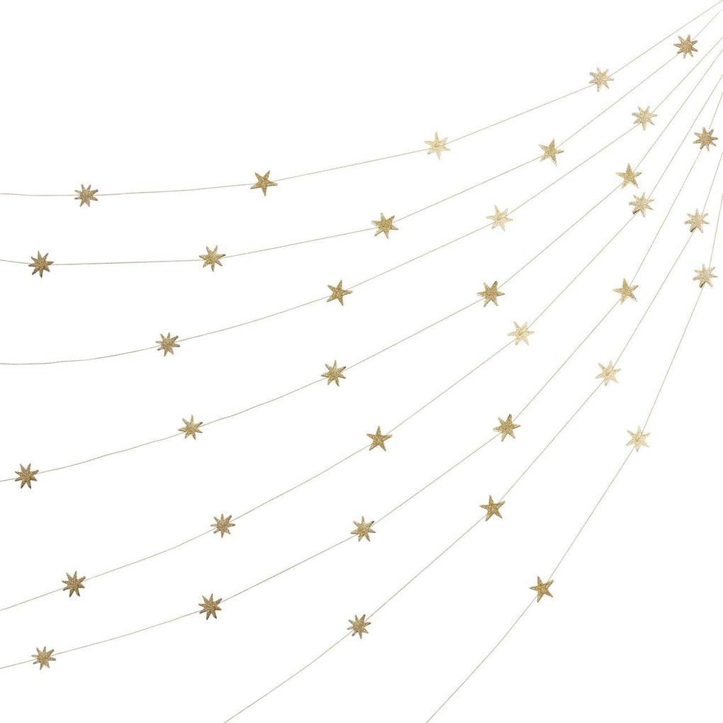Genähte Girlande Sterne Glitter Gold 5 m FSC MIX