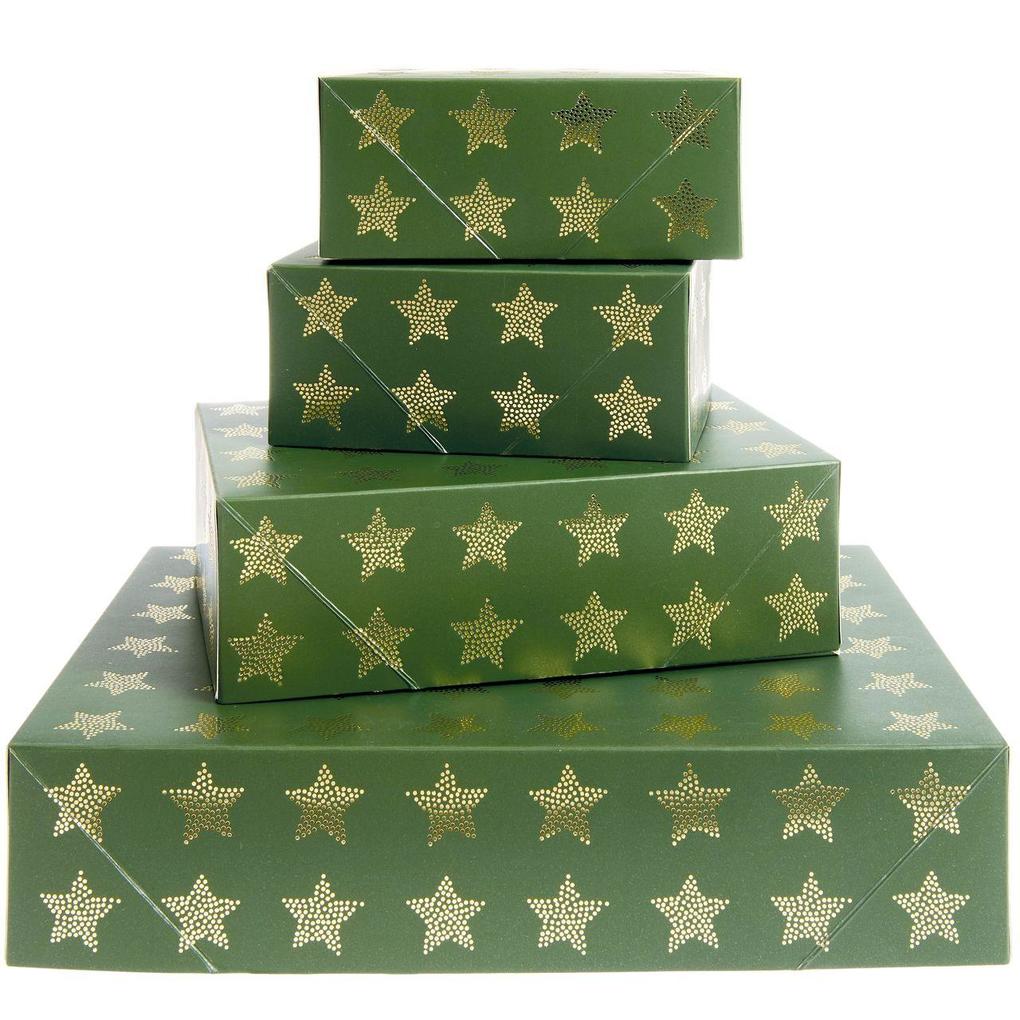Papierschachtel Set Sterne Grün/Gold FSC MIX